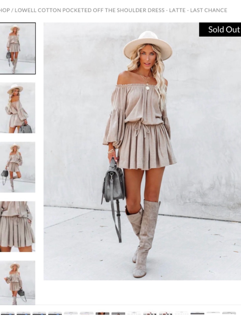 VICI by Mustard Seed Off-the-Shoulder Cotton Dress in Latte M NWT